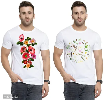 Stylish White Polycotton T-Shirt For Men Pack Of 2-thumb0