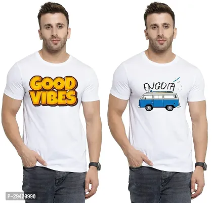 Stylish White Polycotton T-Shirt For Men Pack Of 2