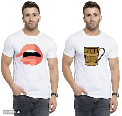 Comfortable White Polycotton Tees For Men Pack Of 2