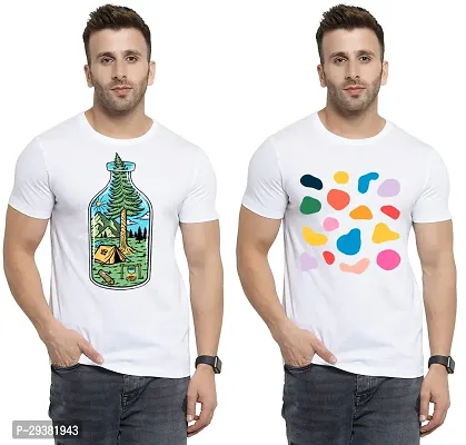 Reliable White Polycotton Printed T-Shirt For Men Pack Of 2-thumb0