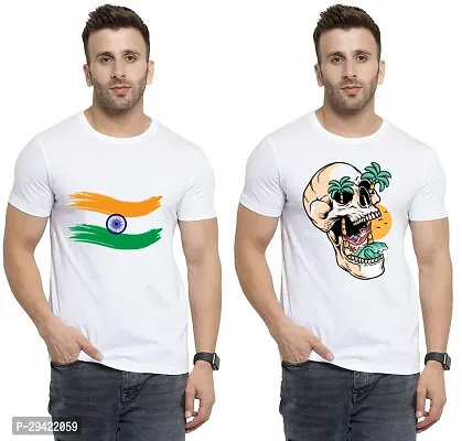 Stylish White Polycotton T-Shirt For Men Pack Of 2