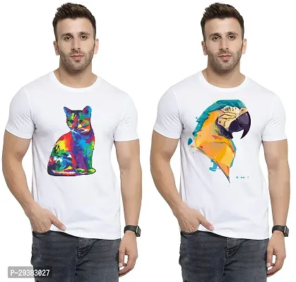 Reliable White Polycotton Printed T-Shirt For Men Pack Of 2