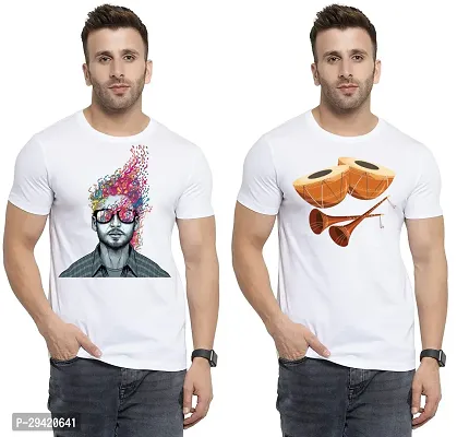 Stylish White Polycotton T-Shirt For Men Pack Of 2