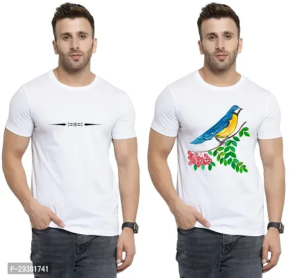 Reliable White Polycotton Printed T-Shirt For Men Pack Of 2-thumb0