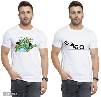 Comfortable White Polycotton Tees For Men Pack Of 2