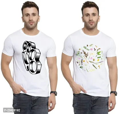 Stylish White Polycotton T-Shirt For Men Pack Of 2