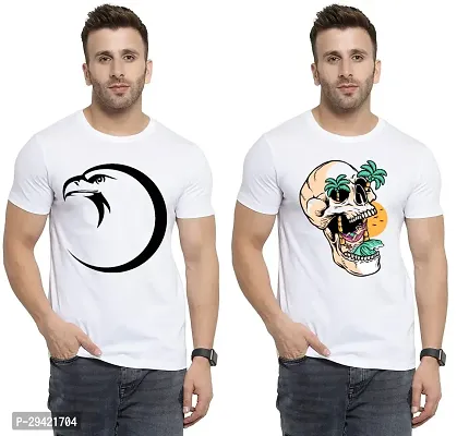 Stylish White Polycotton T-Shirt For Men Pack Of 2