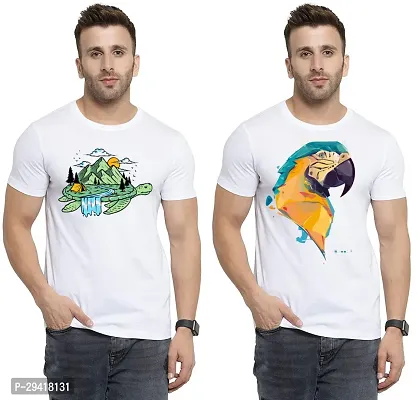 Comfortable White Polycotton Tees For Men Pack Of 2