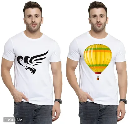 Comfortable White Polycotton Tees For Men Pack Of 2