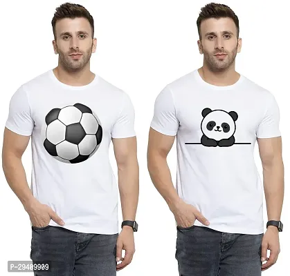 Comfortable White Polycotton Tees For Men Pack Of 2