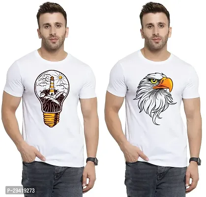 Stylish White Polycotton T-Shirt For Men Pack Of 2-thumb0