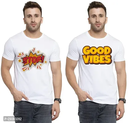 Reliable White Polycotton Printed T-Shirt For Men Pack Of 2-thumb0