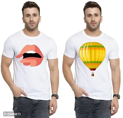 Comfortable White Polycotton Tees For Men Pack Of 2