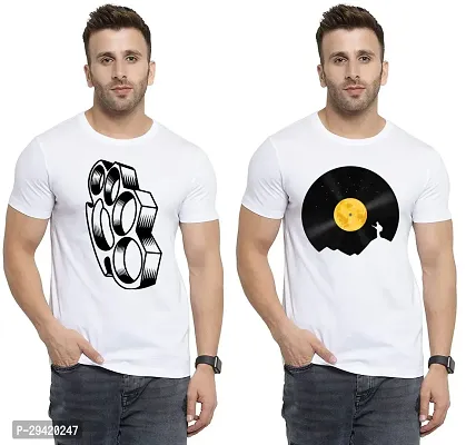 Stylish White Polycotton T-Shirt For Men Pack Of 2