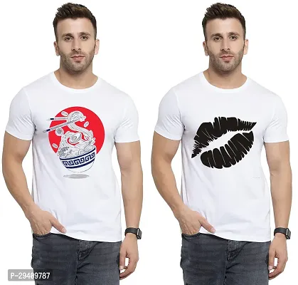 Comfortable White Polycotton Tees For Men Pack Of 2-thumb0