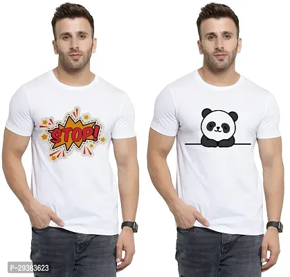 Reliable White Polycotton Printed T-Shirt For Men Pack Of 2-thumb0