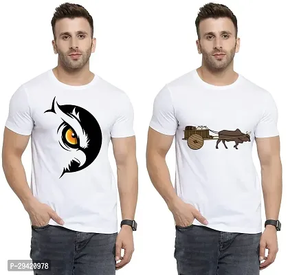 Stylish White Polycotton T-Shirt For Men Pack Of 2