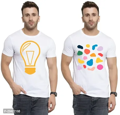 Stylish White Polycotton T-Shirt For Men Pack Of 2-thumb0