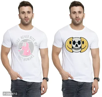 Stylish White Polycotton T-Shirt For Men Pack Of 2