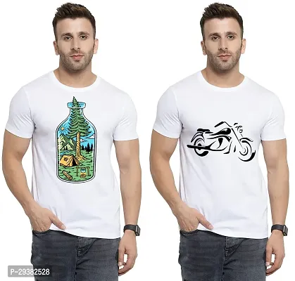 Reliable White Polycotton Printed T-Shirt For Men Pack Of 2