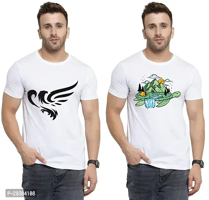 Reliable White Polycotton Printed T-Shirt For Men Pack Of 2-thumb0