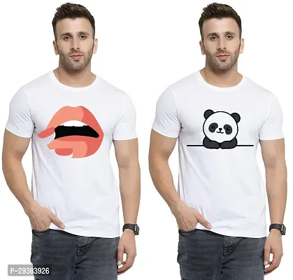 Reliable White Polycotton Printed T-Shirt For Men Pack Of 2-thumb0