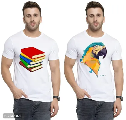 Stylish White Polycotton T-Shirt For Men Pack Of 2