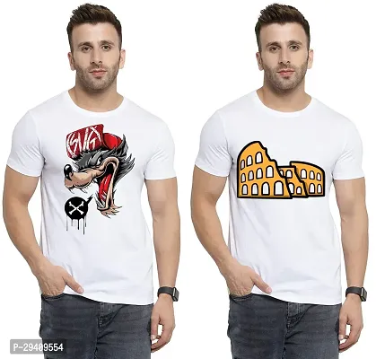 Comfortable White Polycotton Tees For Men Pack Of 2