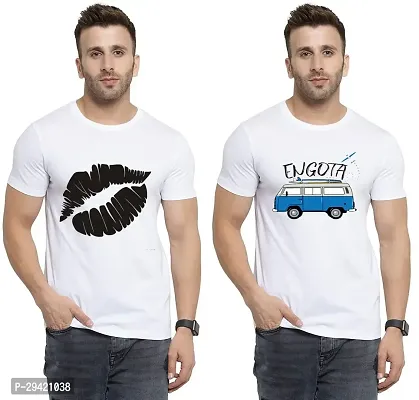 Stylish White Polycotton T-Shirt For Men Pack Of 2