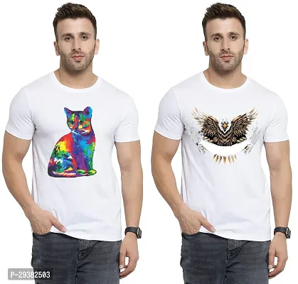 Reliable White Polycotton Printed T-Shirt For Men Pack Of 2-thumb0