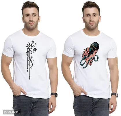 Reliable White Polycotton Printed T-Shirt For Men Pack Of 2-thumb0