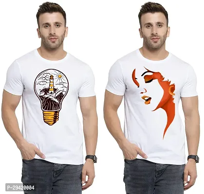 Stylish White Polycotton T-Shirt For Men Pack Of 2-thumb0