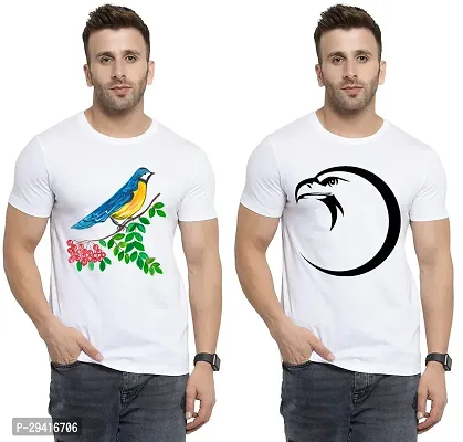 Comfortable White Polycotton Tees For Men Pack Of 2