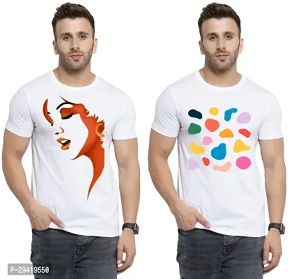 Stylish White Polycotton T-Shirt For Men Pack Of 2