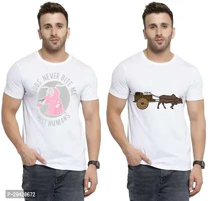 Stylish White Polycotton T-Shirt For Men Pack Of 2