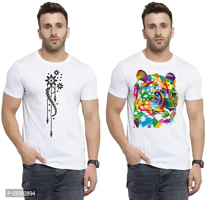 Reliable White Polycotton Printed T-Shirt For Men Pack Of 2-thumb0