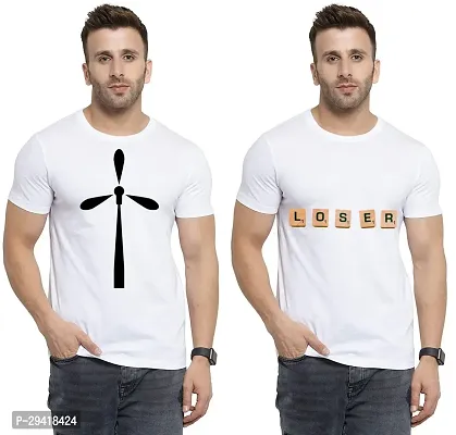 Comfortable White Polycotton Tees For Men Pack Of 2