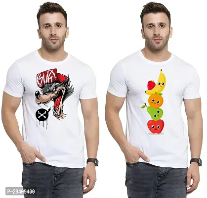 Comfortable White Polycotton Tees For Men Pack Of 2