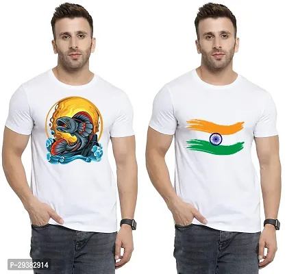 Reliable White Polycotton Printed T-Shirt For Men Pack Of 2-thumb0