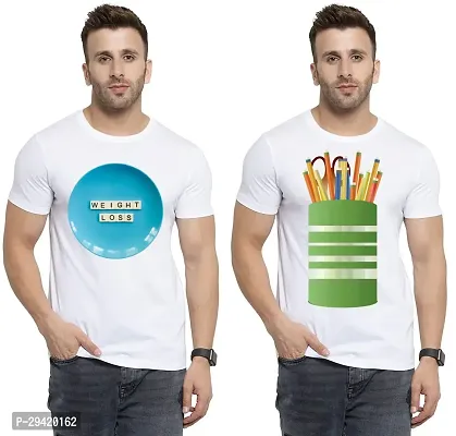 Stylish White Polycotton T-Shirt For Men Pack Of 2