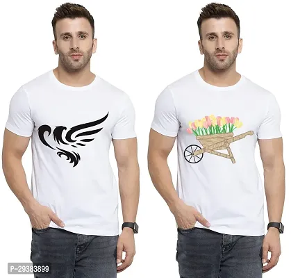 Reliable White Polycotton Printed T-Shirt For Men Pack Of 2-thumb0