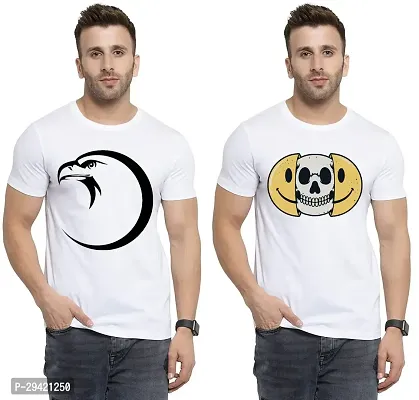 Stylish White Polycotton T-Shirt For Men Pack Of 2