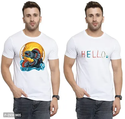 Reliable White Polycotton Printed T-Shirt For Men Pack Of 2-thumb0