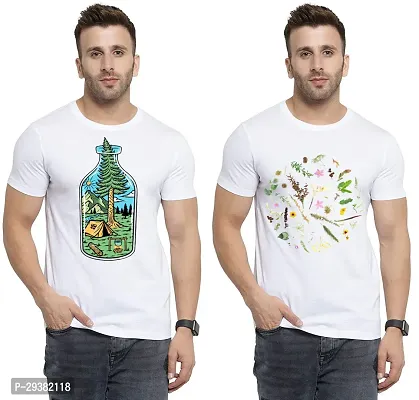 Reliable White Polycotton Printed T-Shirt For Men Pack Of 2-thumb0