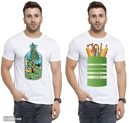 Reliable White Polycotton Printed T-Shirt For Men Pack Of 2-thumb0