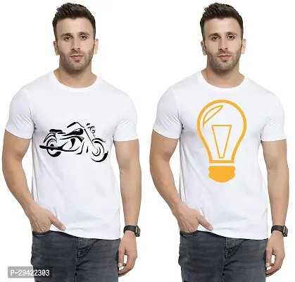 Stylish White Polycotton T-Shirt For Men Pack Of 2