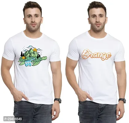 Comfortable White Polycotton Tees For Men Pack Of 2