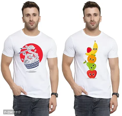 Comfortable White Polycotton Tees For Men Pack Of 2