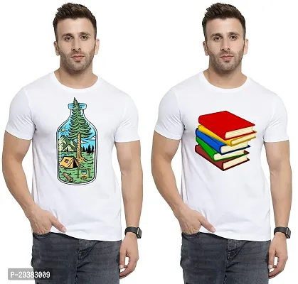 Reliable White Polycotton Printed T-Shirt For Men Pack Of 2-thumb0