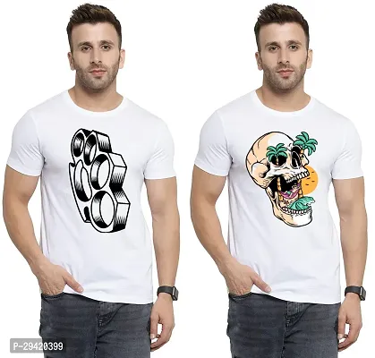 Stylish White Polycotton T-Shirt For Men Pack Of 2-thumb0